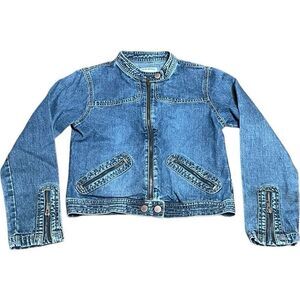 Old Navy Denim Jean Jacket Women's Sz 12 Button Up Wash Pockets Vintage